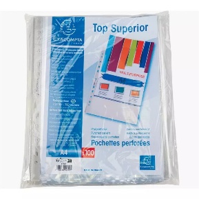 Lot de pochettes perforées transparentes au format A4