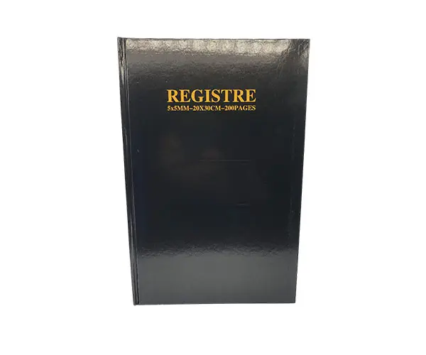 Registre noir à couverture rigide de 200 pages